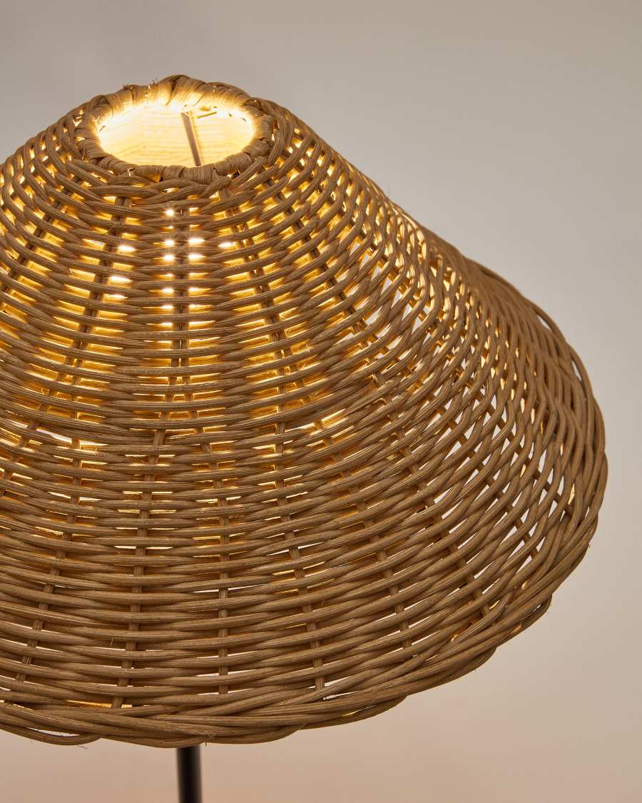 Urania table lamp in rattan and metal with black painted finished