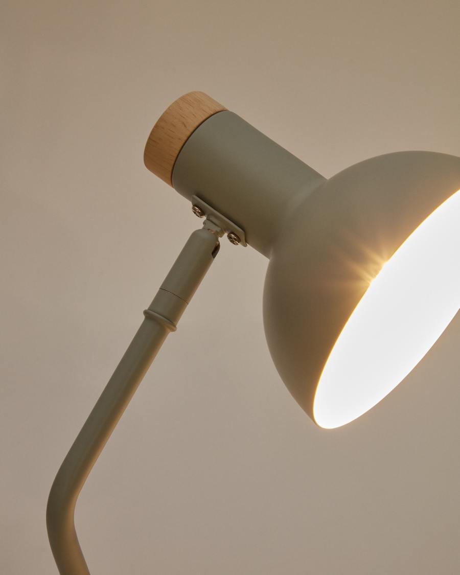Katia desk lamp in wood and green metal
