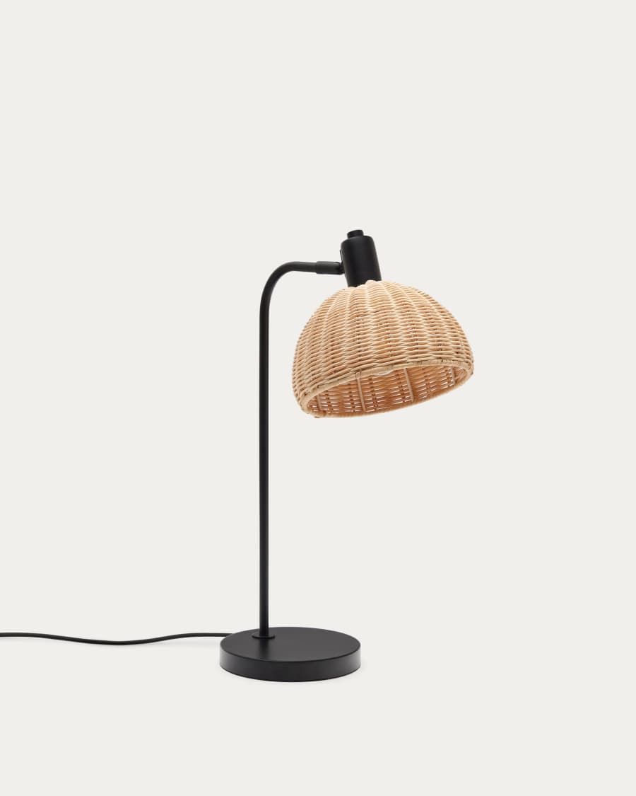 Damila table lamp in rattan and black metal