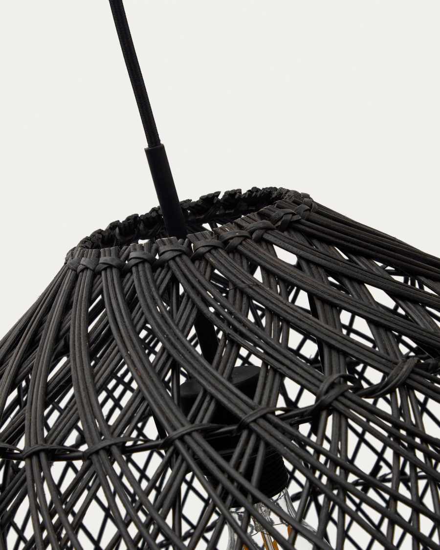 Paralume per lampada da soffitto Domitila in rattan verniciato nero Ø 44 cm