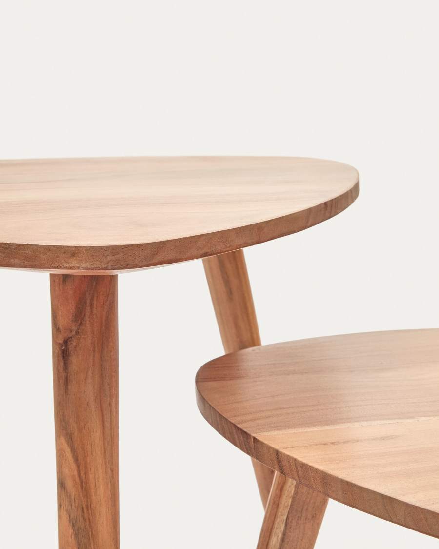 Lot Eluana 2 tables gigognes en bois d'acacia avec finition naturelle