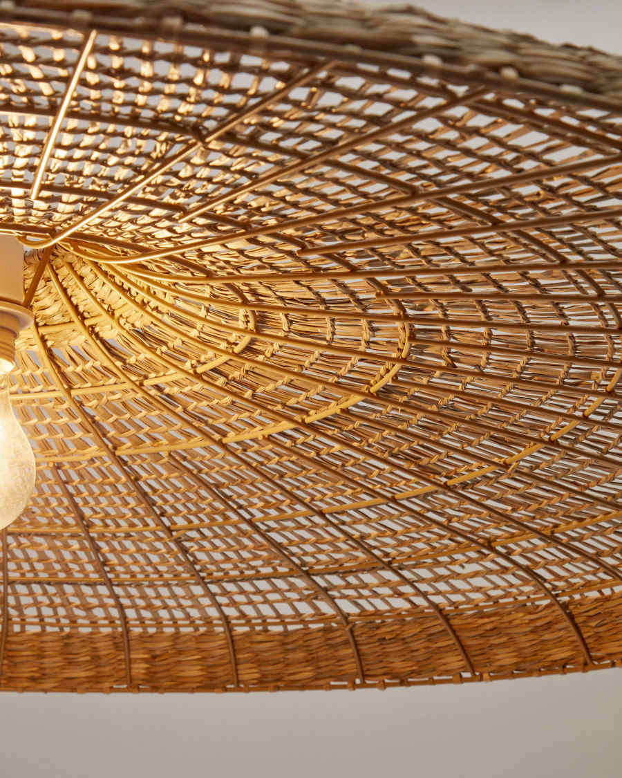 Plafondlamp Cruilles van natuurlijke vezels met natuurlijke afwerking Ø 100 cm