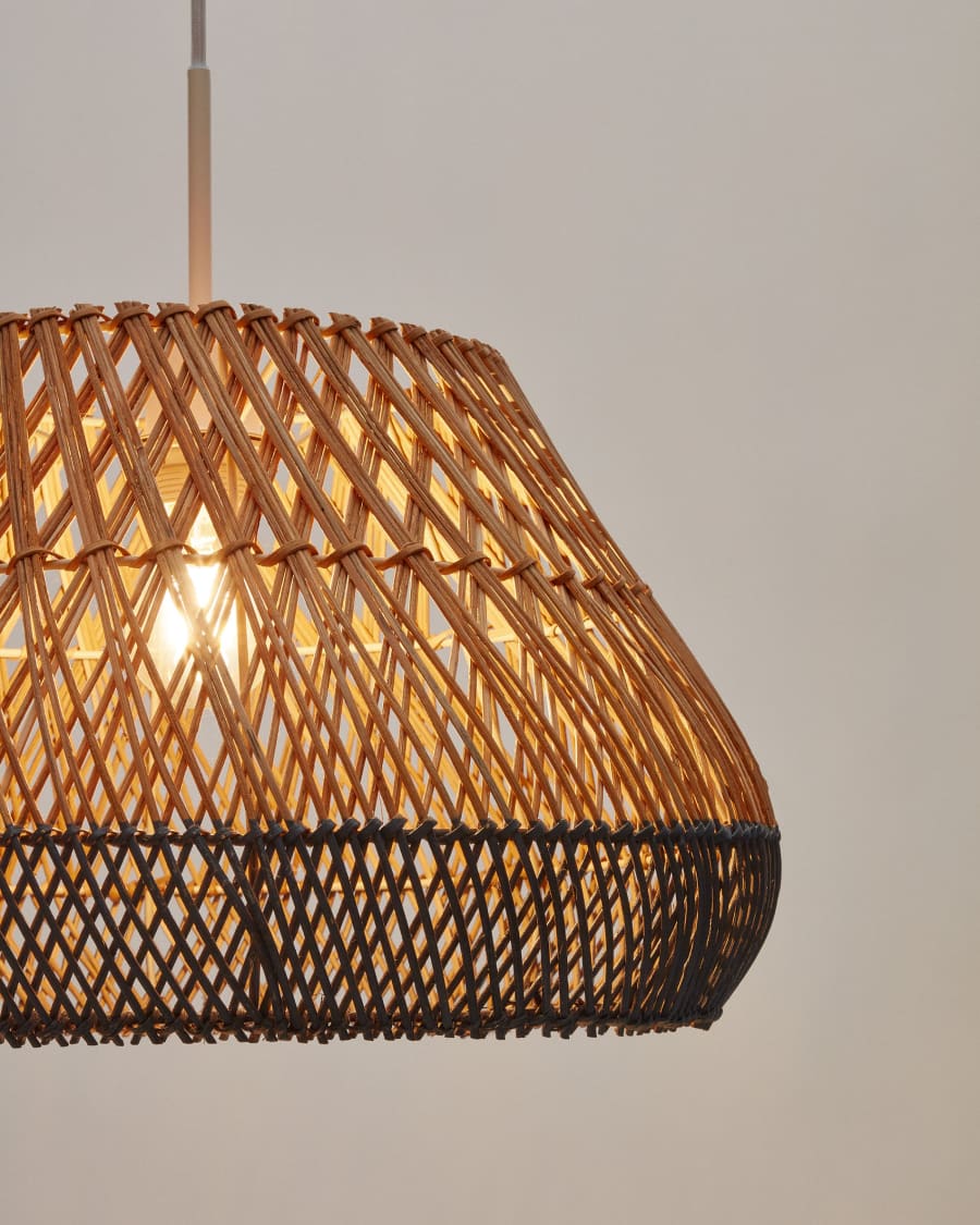 Daro rattan ceiling lamp shade with a natural and blue finish, Ø 45 cm