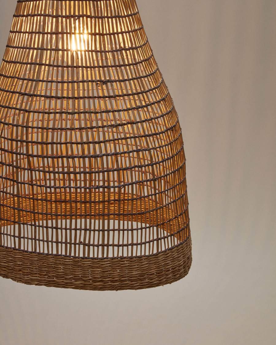 Abat-jour pour suspension Casavells fibres naturelles finition naturelle et bleue Ø 35 cm