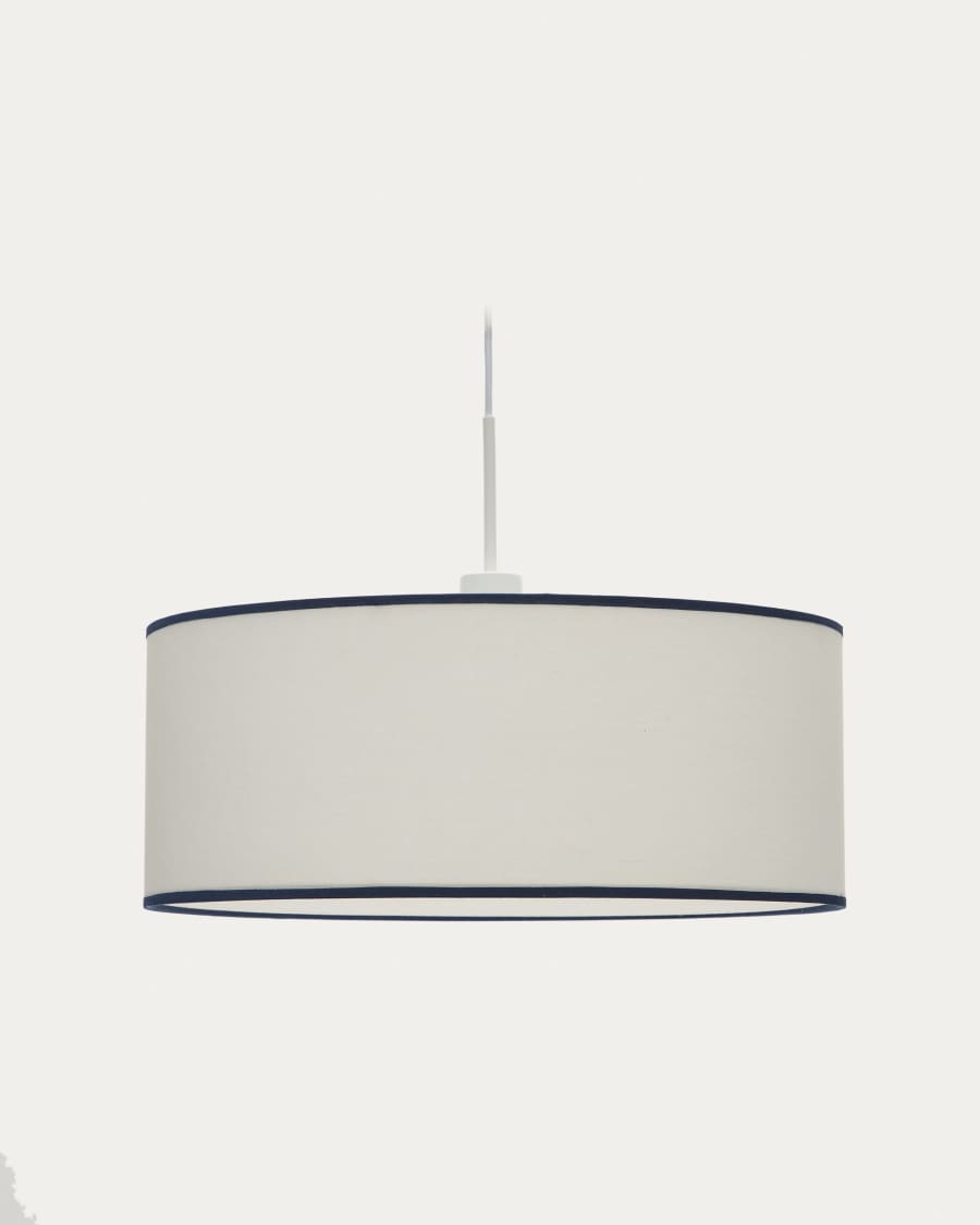 Binisalem ceiling lamp shade in white and blue, Ø 50 cm