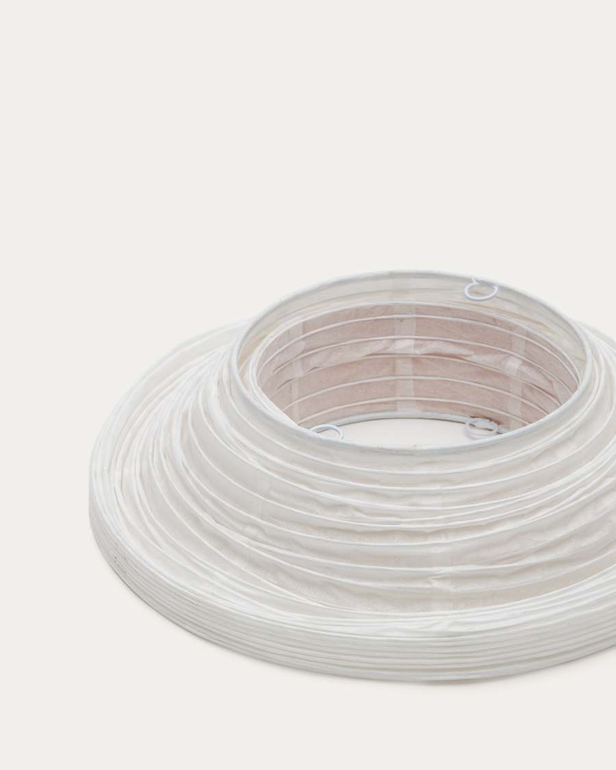 Hila ceiling lamp screen in white paper with natural wood veneer Ø 30 cm