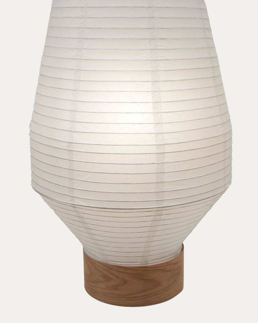 Hila ceiling lamp screen in white paper with natural wood veneer Ø 30 cm