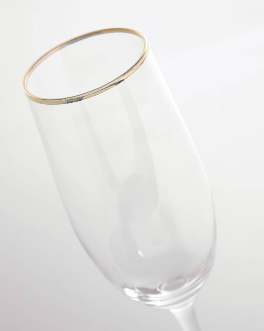 Calice da spumante Rasine in vetro trasparente e dettaglio dorato 20 cl