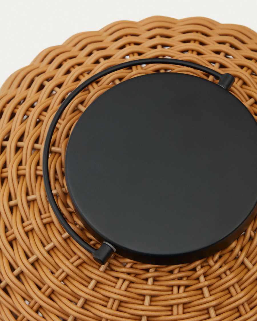 Lampada da tavolo grande portatile Saranella in rattan sintetico marrone