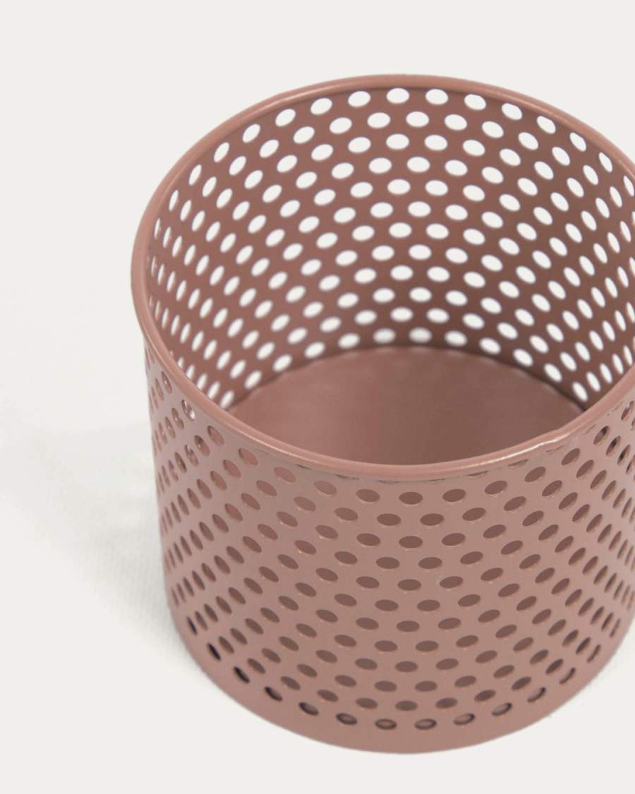 Jeannie pencil holder in pink metal