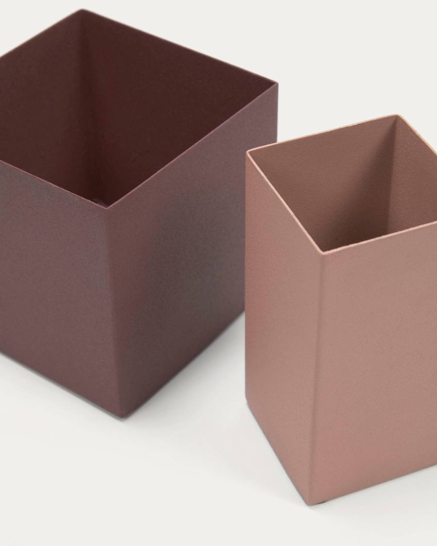 Cornella set of 2 pencil holders in multicoloured metal