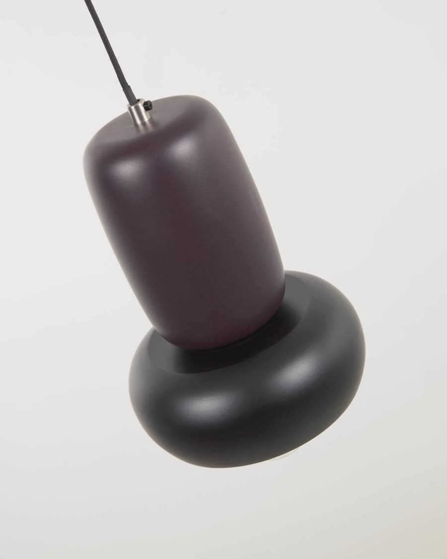 Suspension Cathaysa en métal peint bordeaux et noir