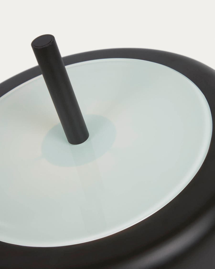 Francisca table lamp in metal with glass and black finish UK adapter