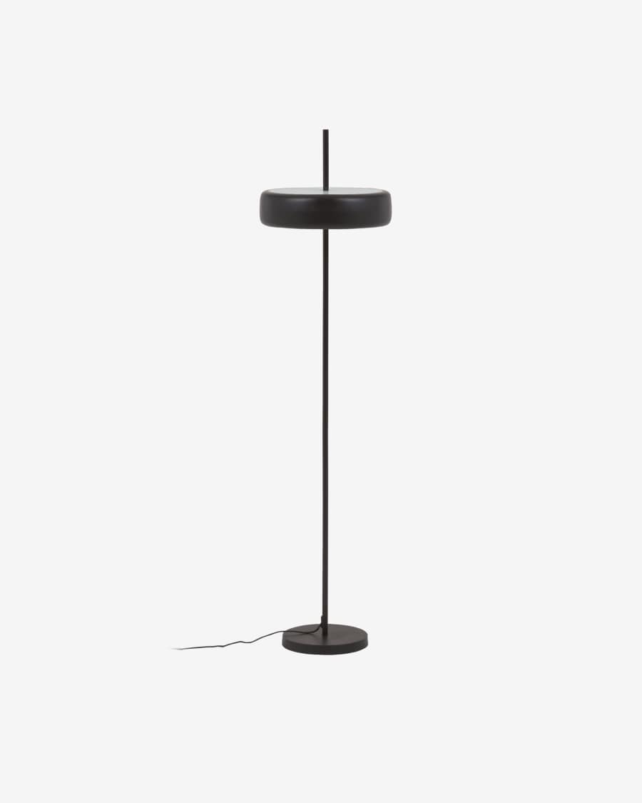 Francisca floor lamp metal with a glass and black finish.