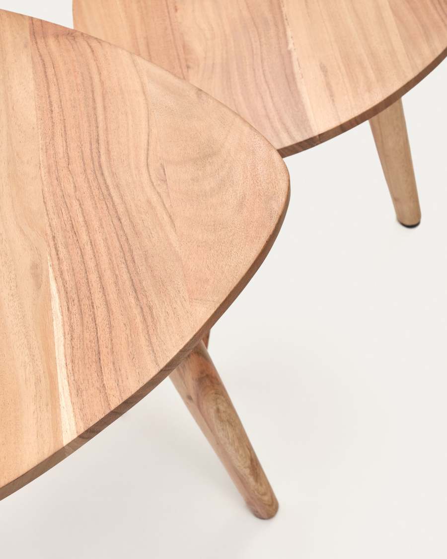 Lot Eluana 2 tables gigognes en bois d'acacia avec finition naturelle