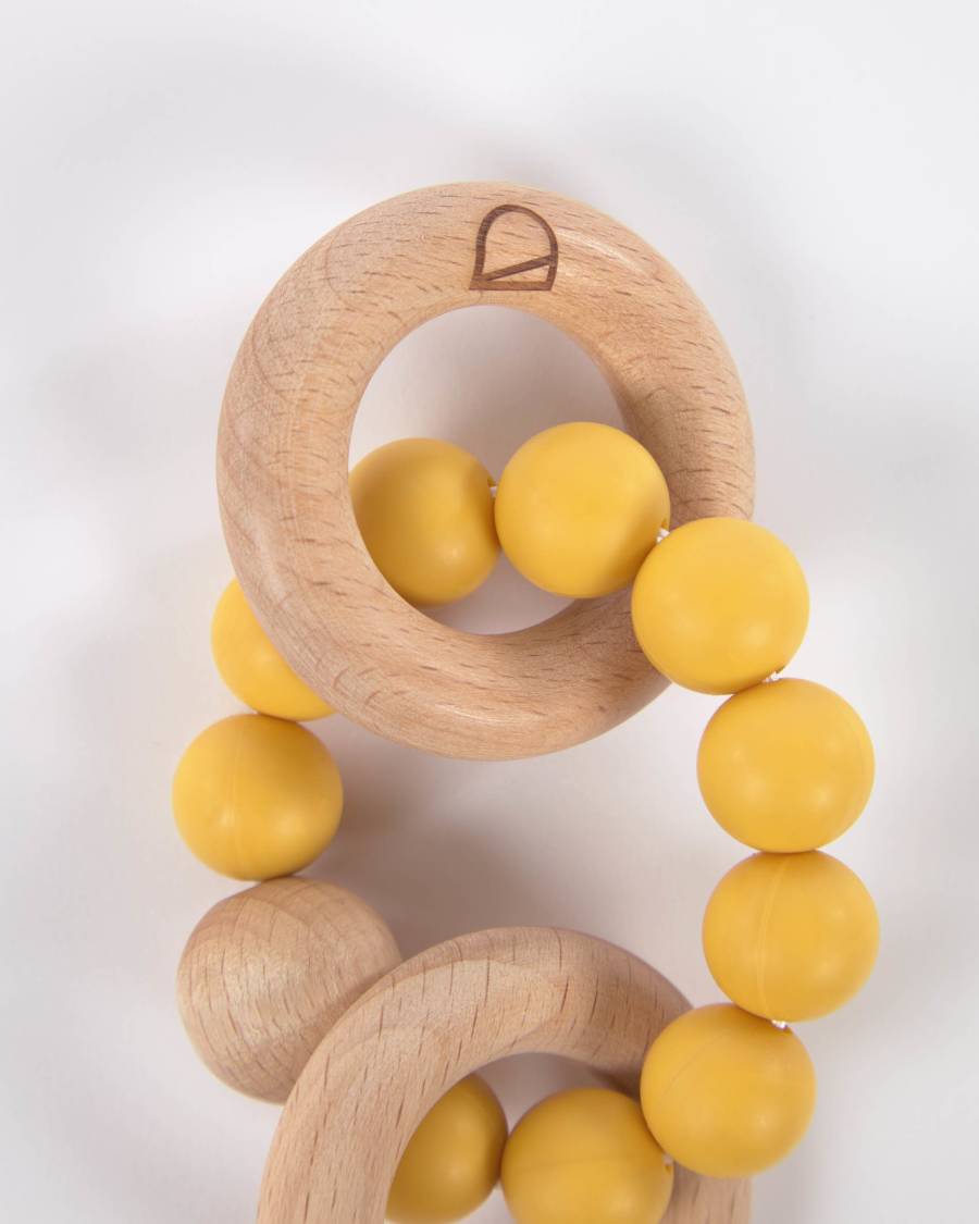 Epiphany dummy and teething ring set in mustard silicone and wood