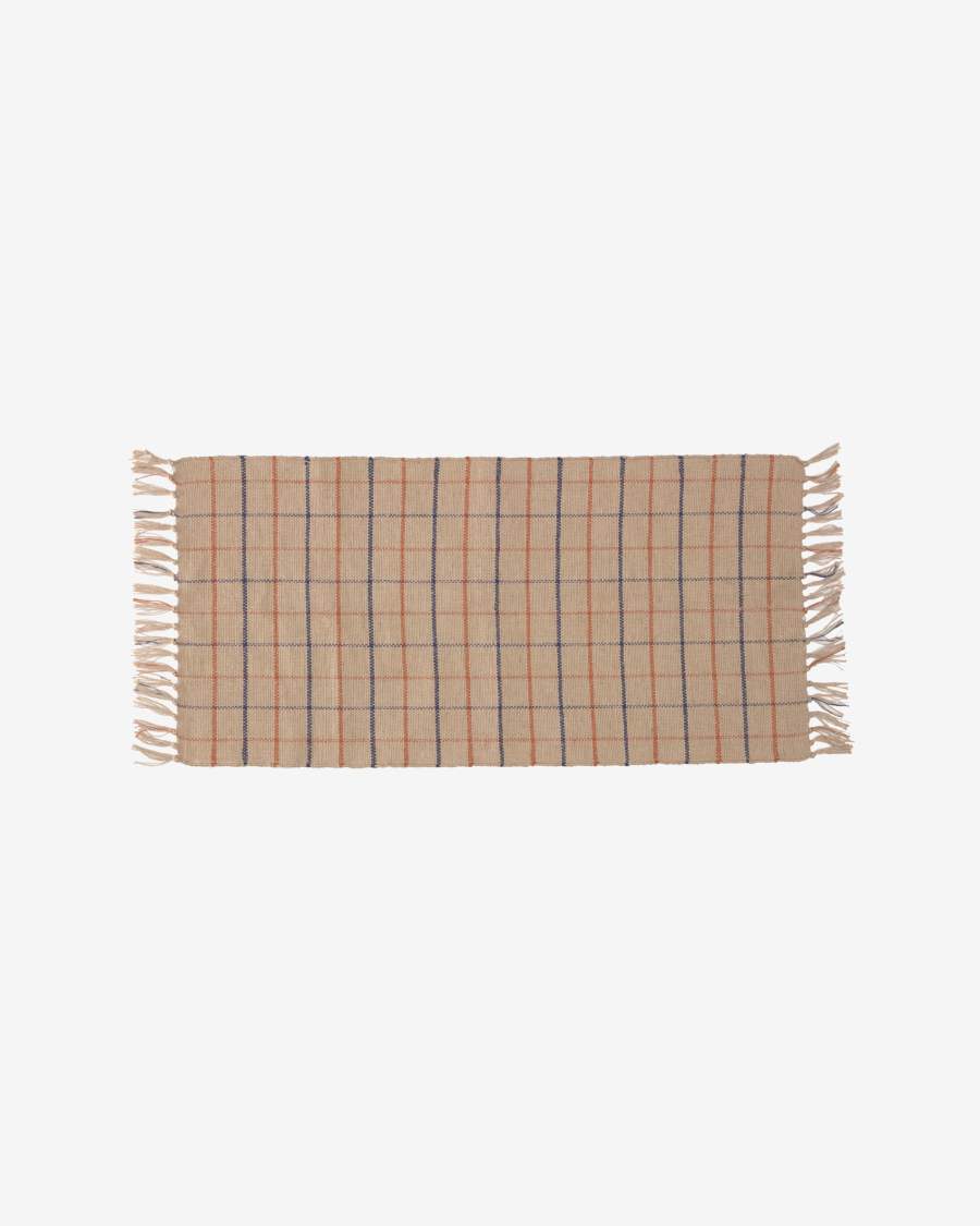 Badia natural rug with garnet and dark blue stripes 70 x 140 cm