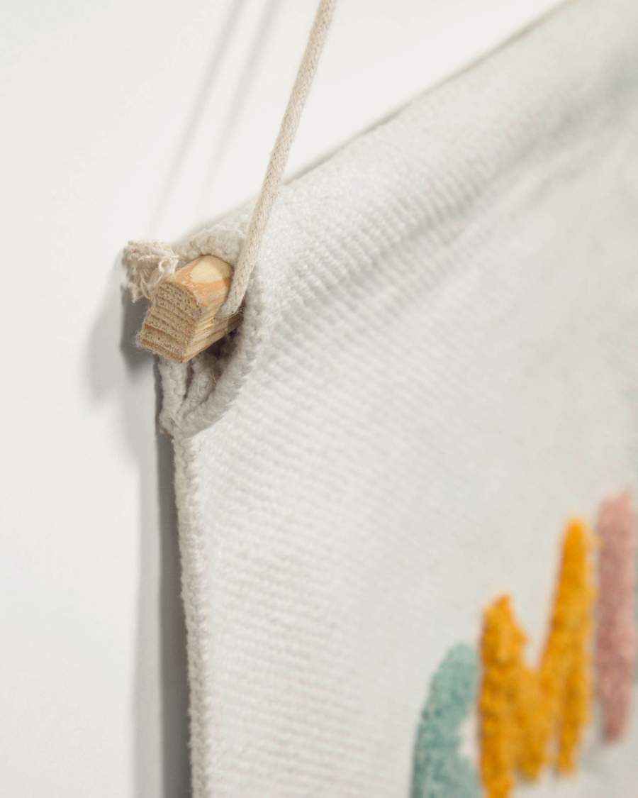 Adelina smile every day wall tapestry, white and multicolour 52 x 60 cm