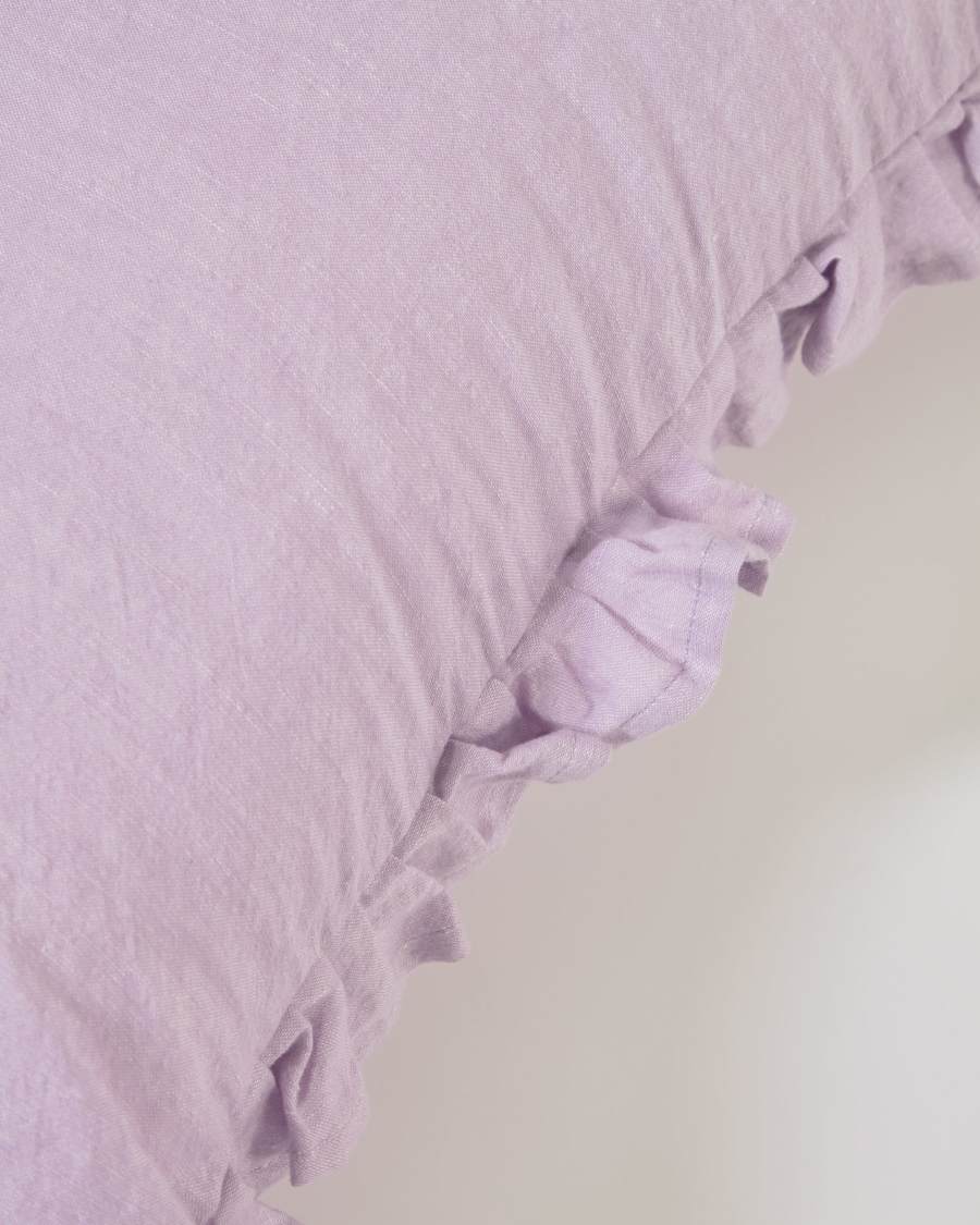 Nacha cotton and linen cushion cover in mauve, 45 x 45 cm
