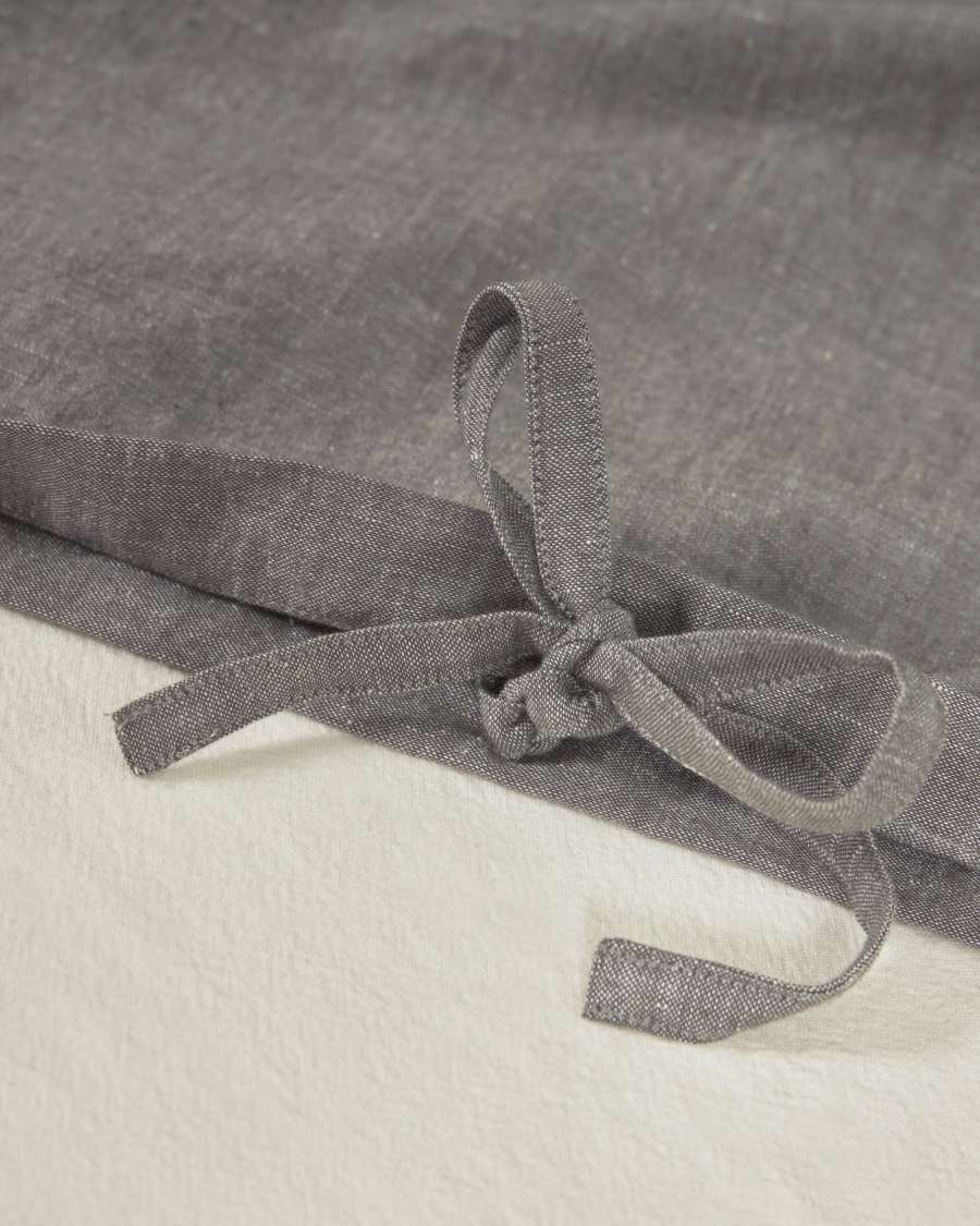 Parure Eglant drap,housse couette,taies oreiller coton bio GOTS et lin gris 150 x 190 cm