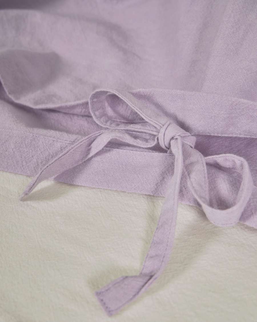 Set dekbedovertrek, hoeslaken en kussensloop Dileta in 100% mauve katoen GOTS 150 x 190 cm