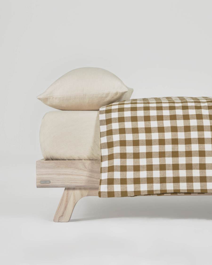 Parure Indalina drap,housse couette,taies oreiller 100% coton bio GOTS vichy 90 x 190 cm