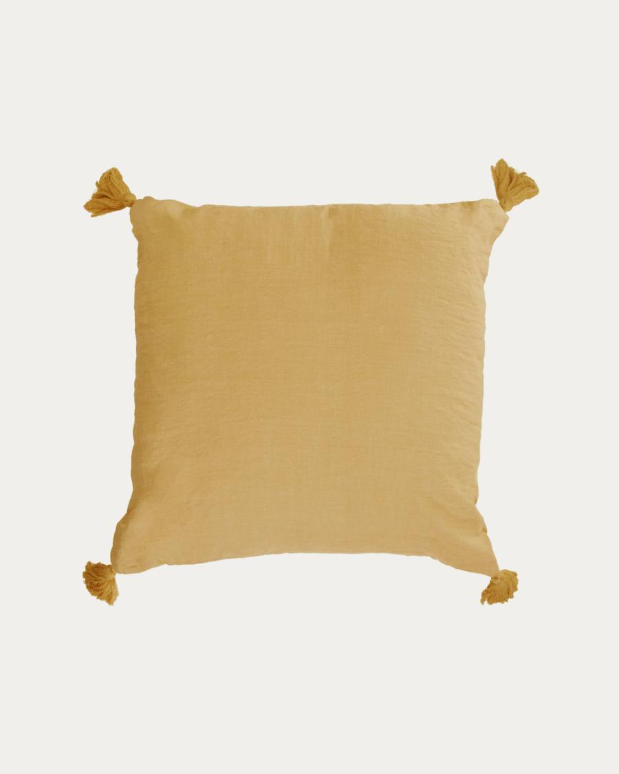 Housse de coussin Eirenne en coton et lin moutarde 45 x 45cm