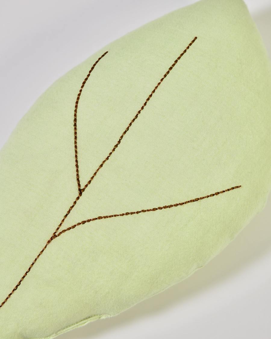 Daney set of 3 leaf-shaped cushions in pink, green and blue organic GOTS-certified cotton