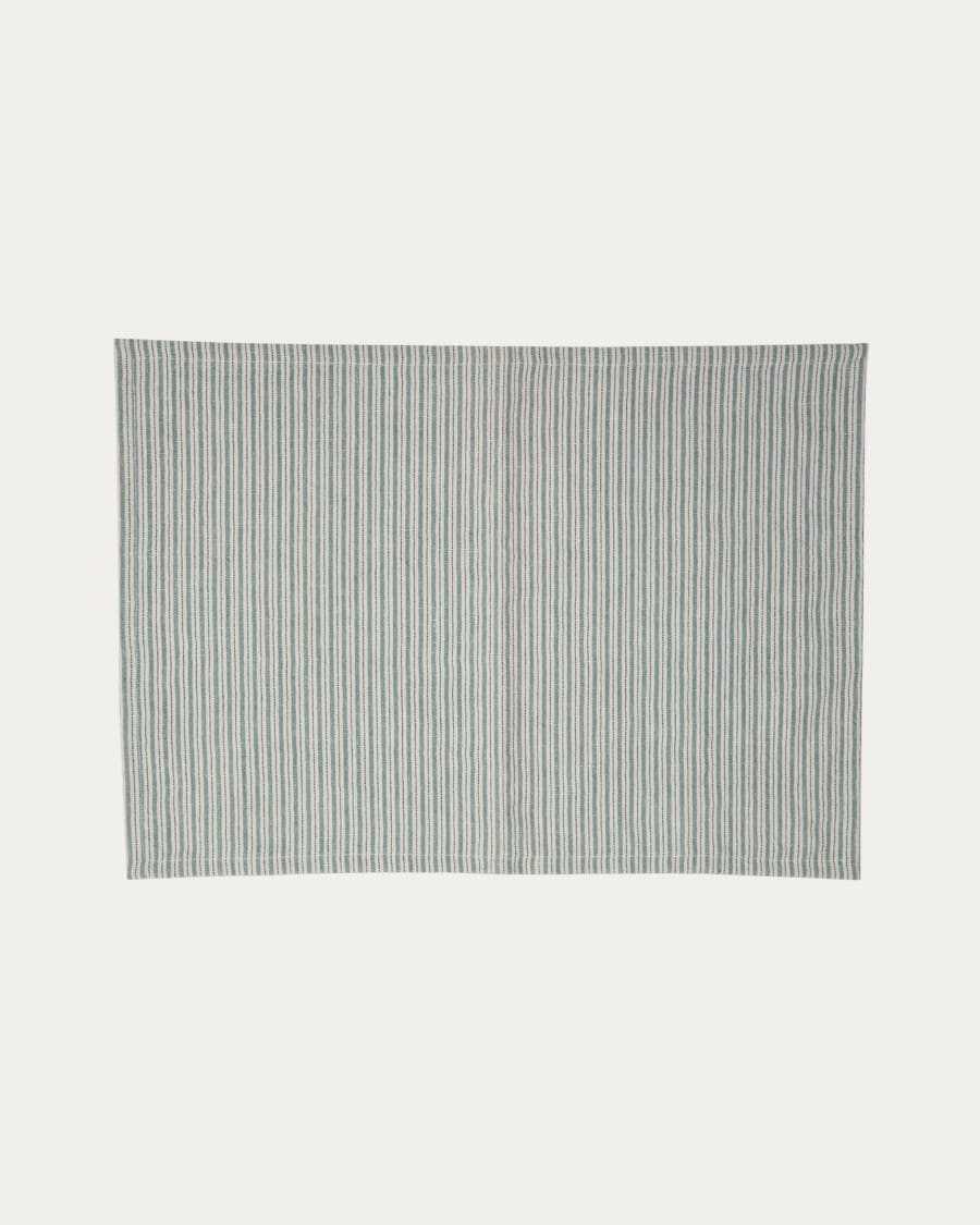 Two Gaia individual sets in green cotton and linen 35 x 50 cm