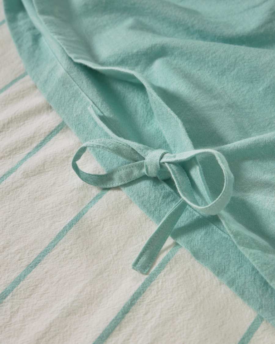 Parure Gaitana drap,housse couette,taies oreiller 100% coton bio GOTS turquoise 90x190 cm