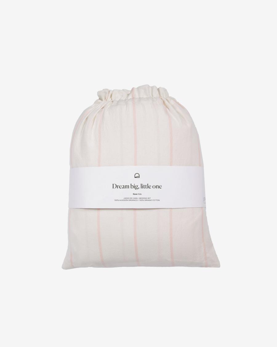 Set Gaitana fodera piumone, lenzuola e fodera cuscino 100% cotone GOTS rosa 60 x 120 cm