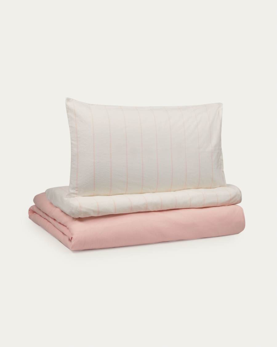 Gaitana duvet cover, sheet & pillowcase set in pink GOTS-certified cotton 90 x 190 cm