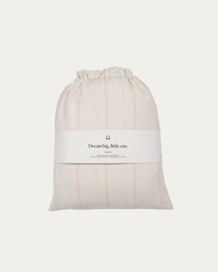 Gaitana duvet cover, sheet & pillowcase set in pink GOTS-certified cotton 90 x 190 cm