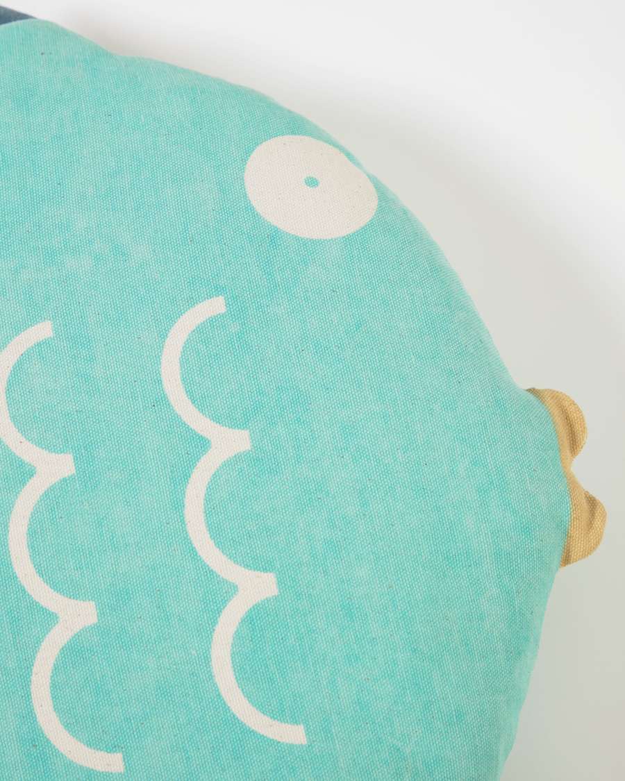 Delmare Kissen in Form eines Fisches 100% Baumwolle türkis Ø 45 cm