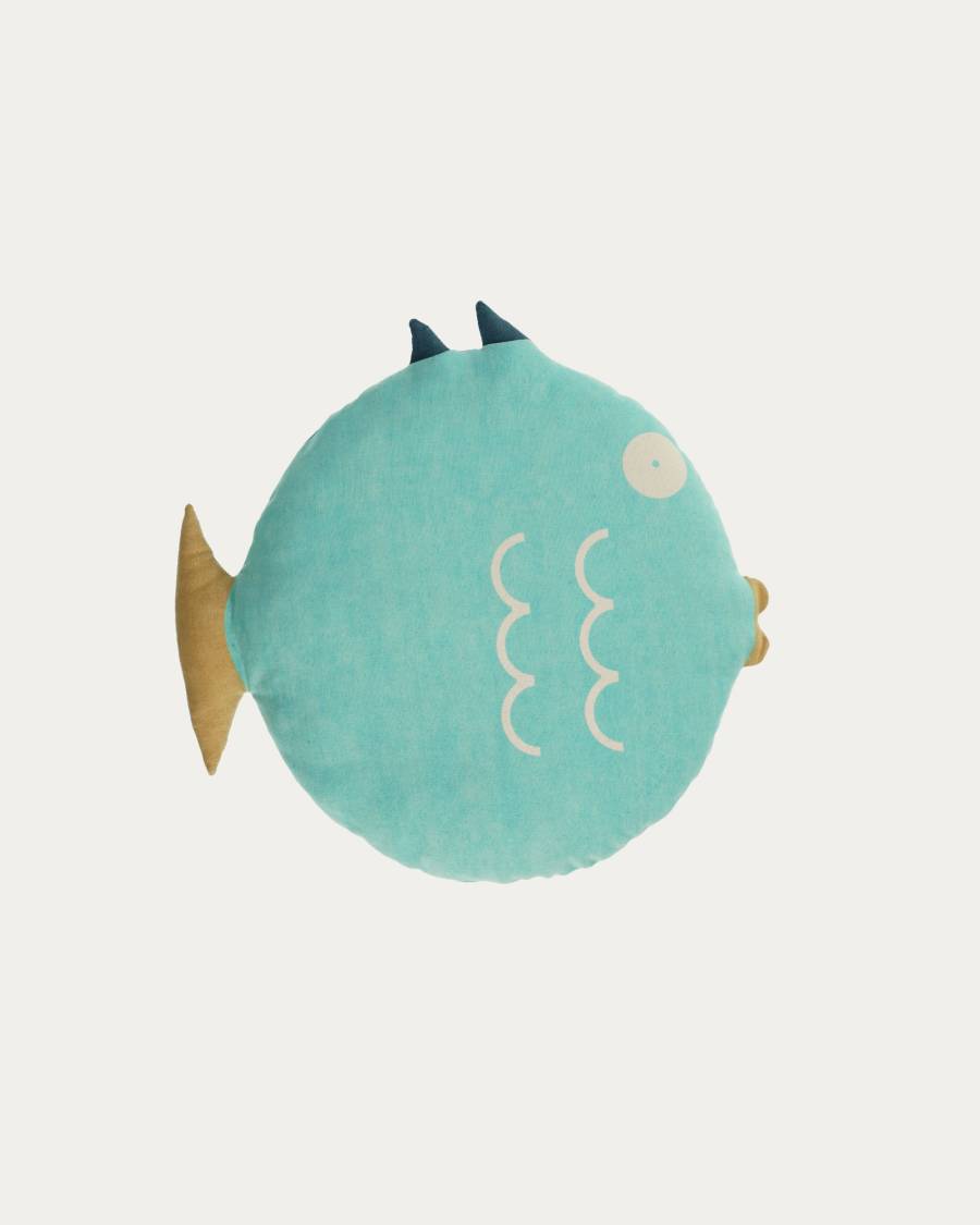Delmare Kissen in Form eines Fisches 100% Baumwolle türkis Ø 45 cm