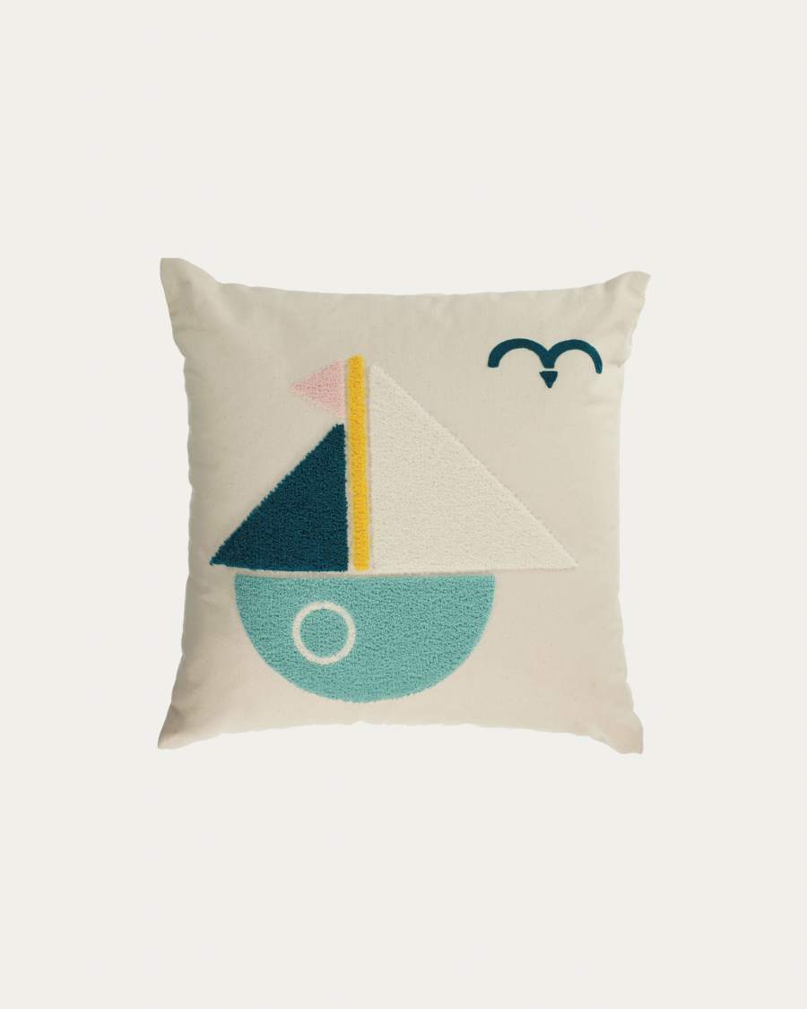 Kissenbezug Samudra 100% Baumwolle Segelboot mehrfarbig 45 x 45 cm