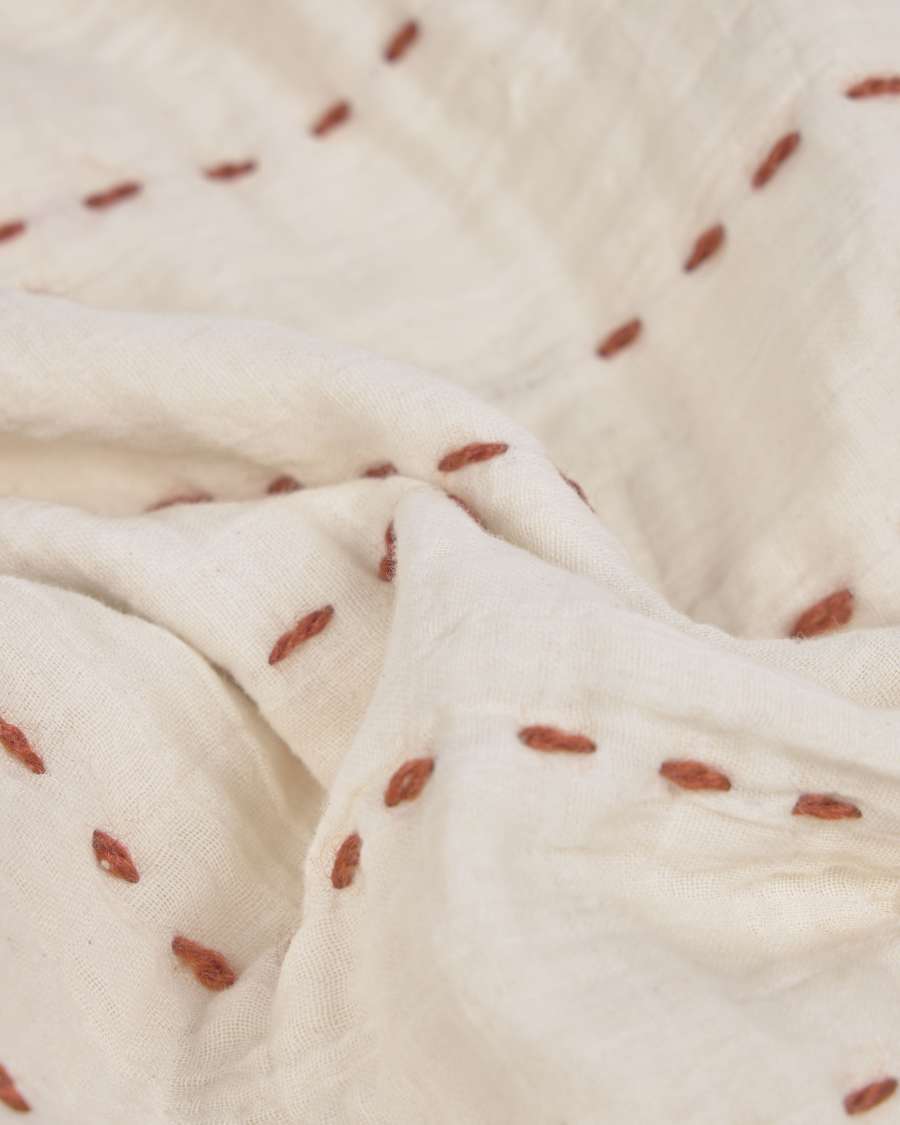 Avidal 100% cotton blanket in white with terracotta stripes 70 x 70 cm