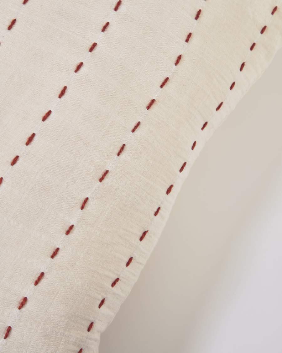 Avidal 100% cotton cushion cover in white with terracotta stripes 45 x 45 cm