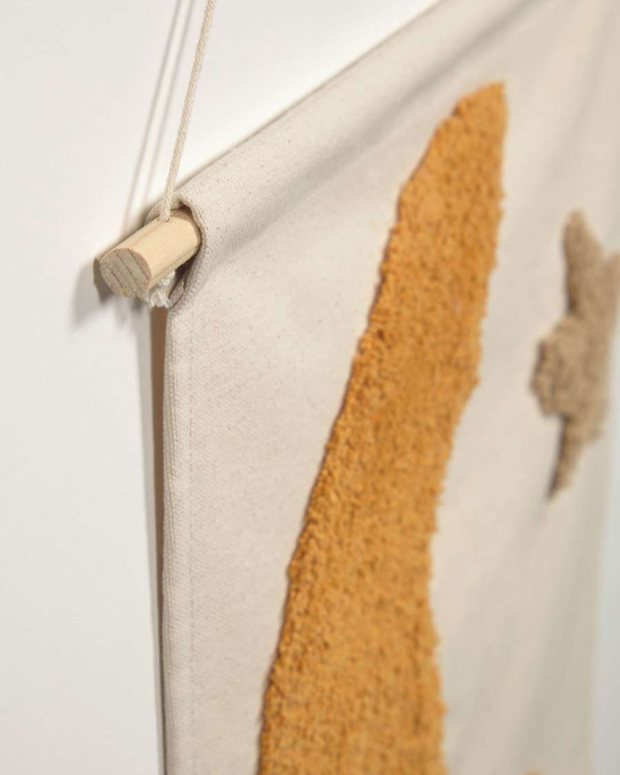 Hoshi 100% cotton wall tapestry with mustard moon and brown star 40 x 40 cm