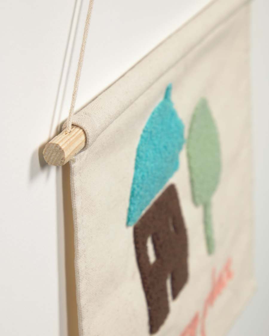 Tapis mural Leshy 100% coton oh happy place multicolore 35 x 25 cm