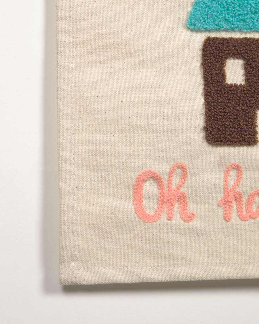 Tapis mural Leshy 100% coton oh happy place multicolore 35 x 25 cm