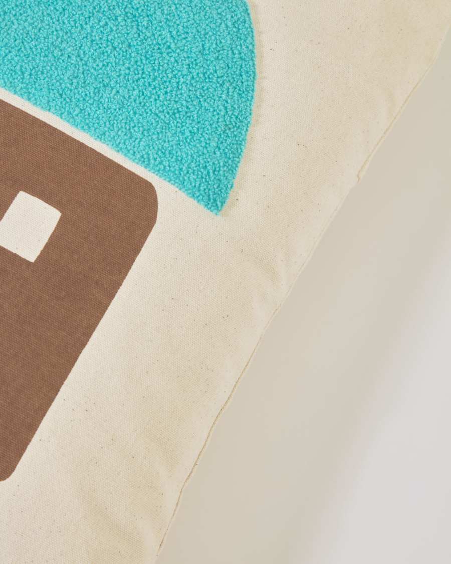 Funda coixí Leshy 100% cotó casa multicolor 45 x 45 cm