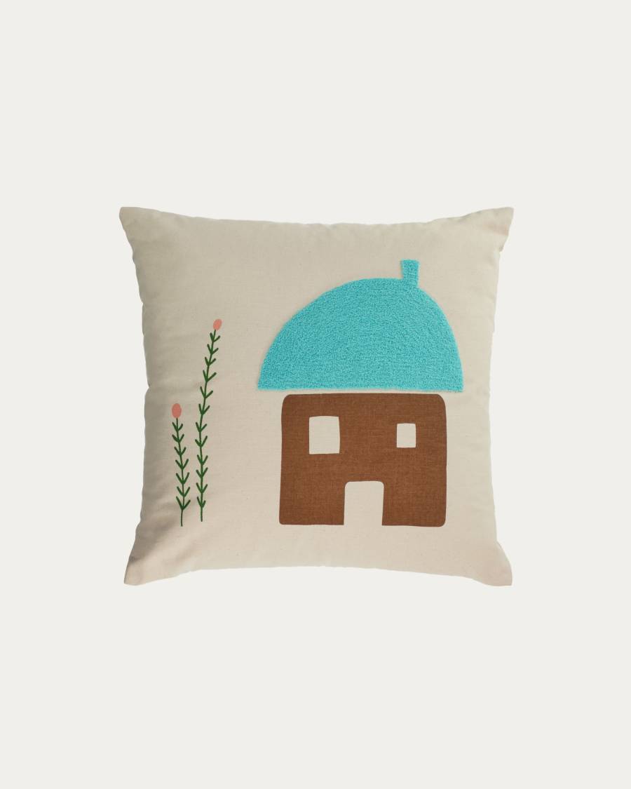 Funda coixí Leshy 100% cotó casa multicolor 45 x 45 cm