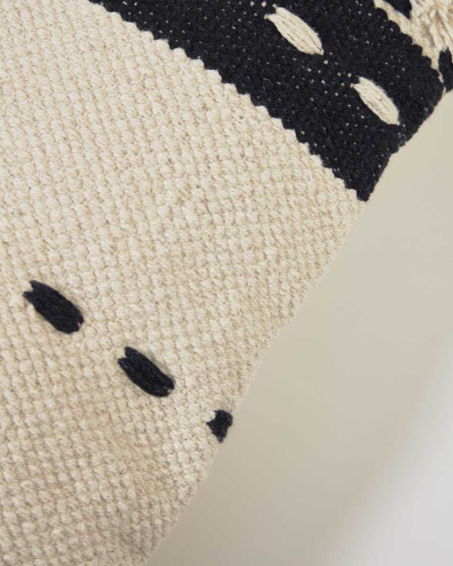 Agripa 100% cotton cushion cover in natural tone and black 30 x 50 cm