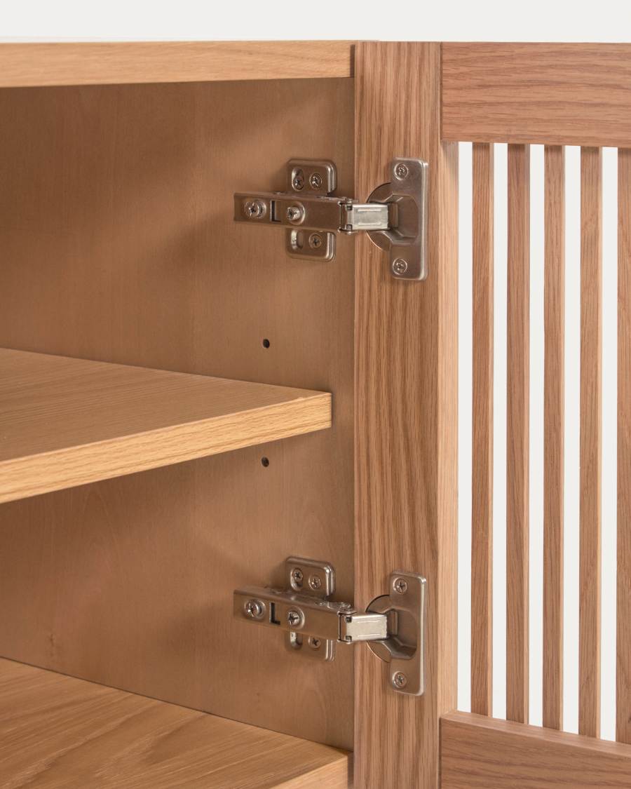 Meuble à chaussures Beyla 2 portes en bois massif et placage de frêne 98,5 cm FSC 100 %