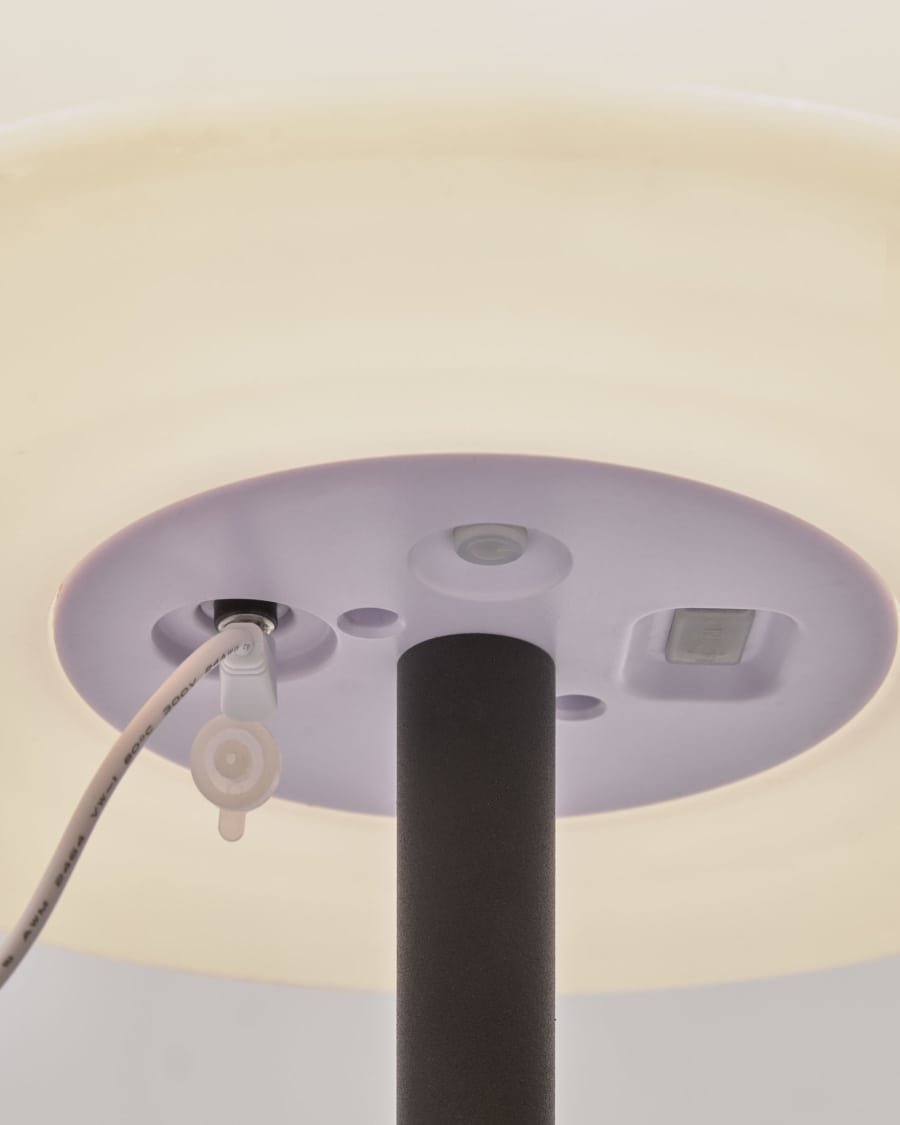 Lampada da tavolo da esterno Amaray in acciaio con finitura nera