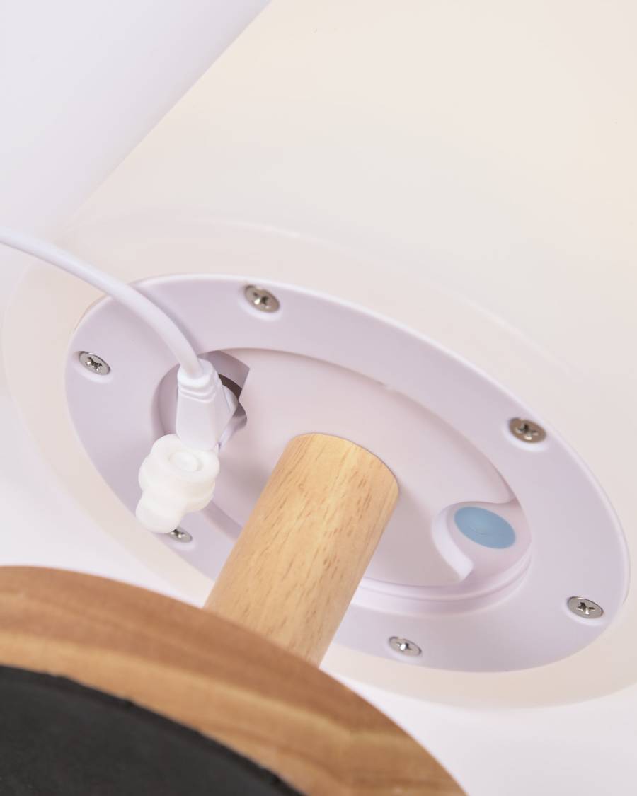 Lampe de table Ambar en polyéthylène et bois