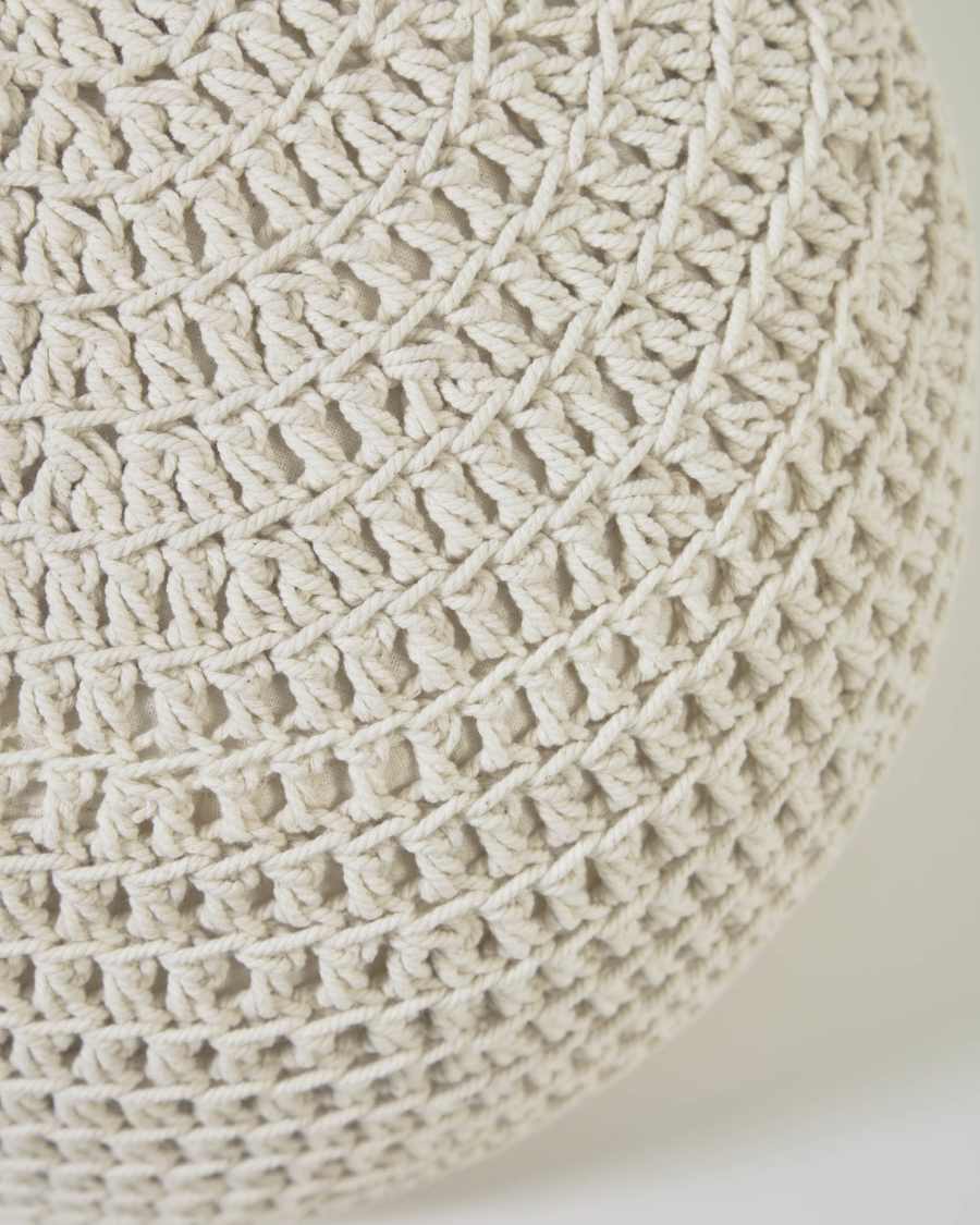 Pouf rotondo Fara cotone bianco Ø 25 cm