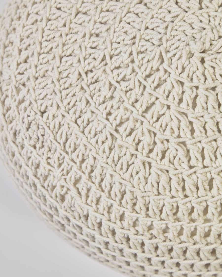 Pouf rotondo Fara cotone bianco Ø 25 cm