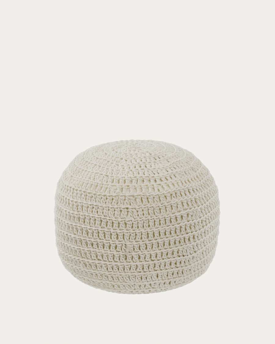 Pouf rotondo Fara cotone bianco Ø 25 cm